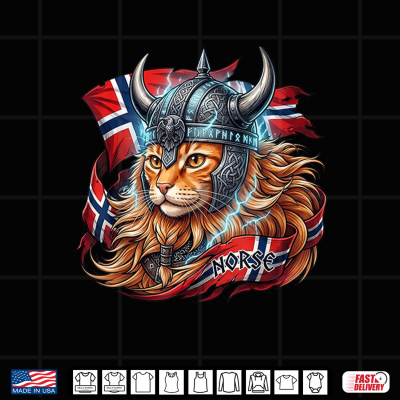 Design Norwegian Cat Viking Norway Flag Norse Warrior Shirt