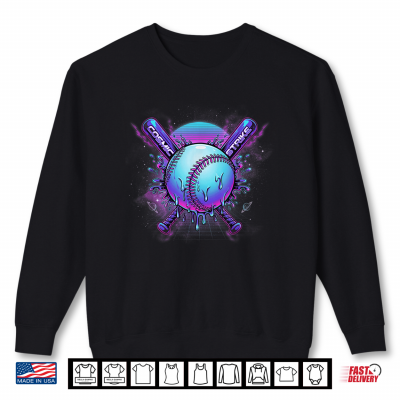 Sweatshirt Vintage Space Baseball Synthwave Softball Player Cosmic Shirt