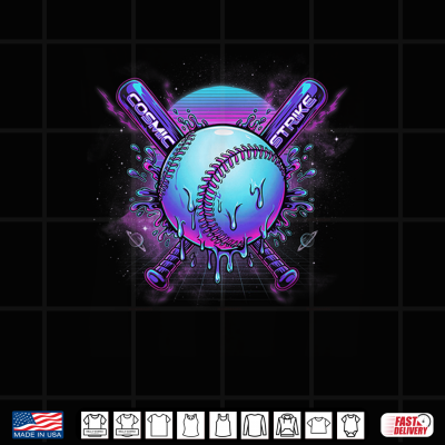 Design Vintage Space Baseball Synthwave Softball Player Cosmic Shirt