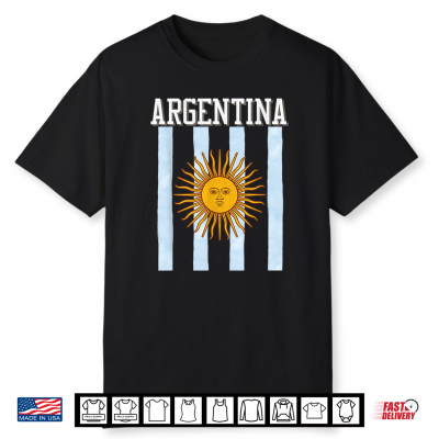 Argentina Flag Vintage Argentinian Pride Women Men Kids Blue Shirt
