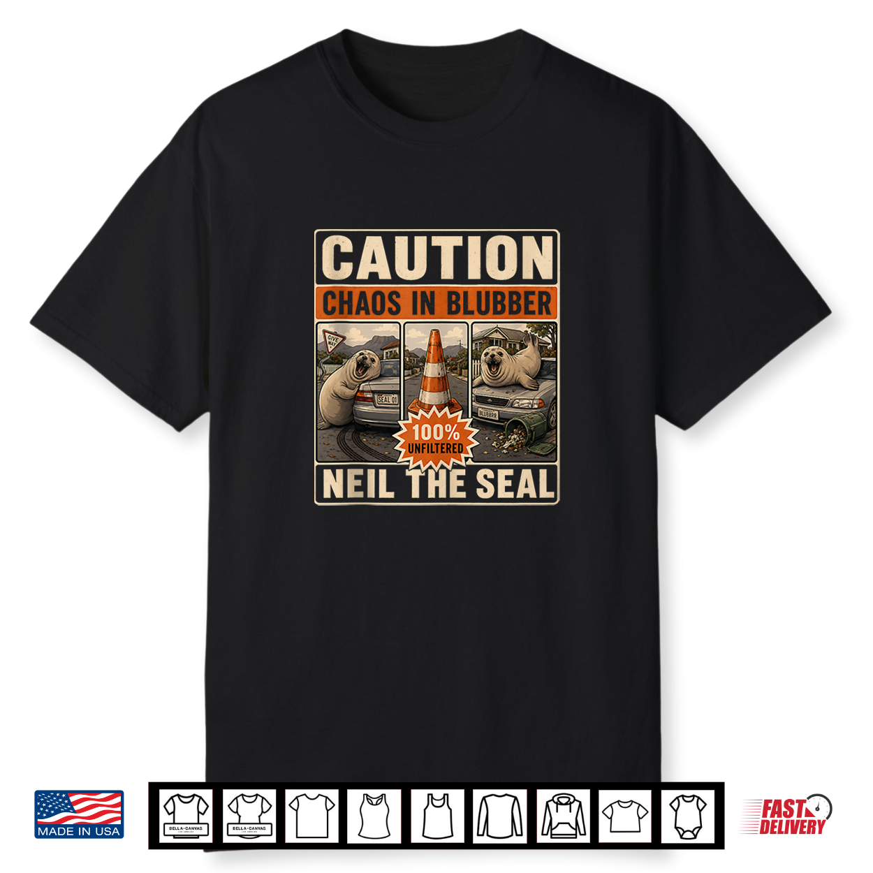 Caution Chaos In Blubber Neil The Seal Retro Meme Joke Shirt Caution Chaos In Blubber Neil The Seal Retro Meme Joke Shirt