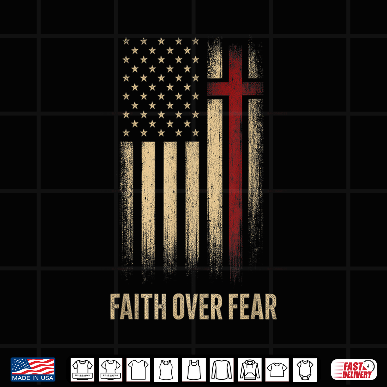 Faith Over Fear Christian Cross Patriotic Shirt Faith Over Fear Christian Cross Patriotic Shirt