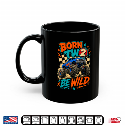 Kids Born Two Be Wild Monster Truck 2Nd Birthday Shirt 3 Mug Kids Born Two Be Wild Monster Truck 2nd Birthday Shirt