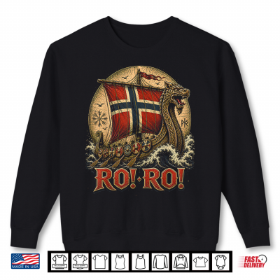 Sweatshirt RO RO Viking Longship Norway Flag Norge Norse Warrior Shirt