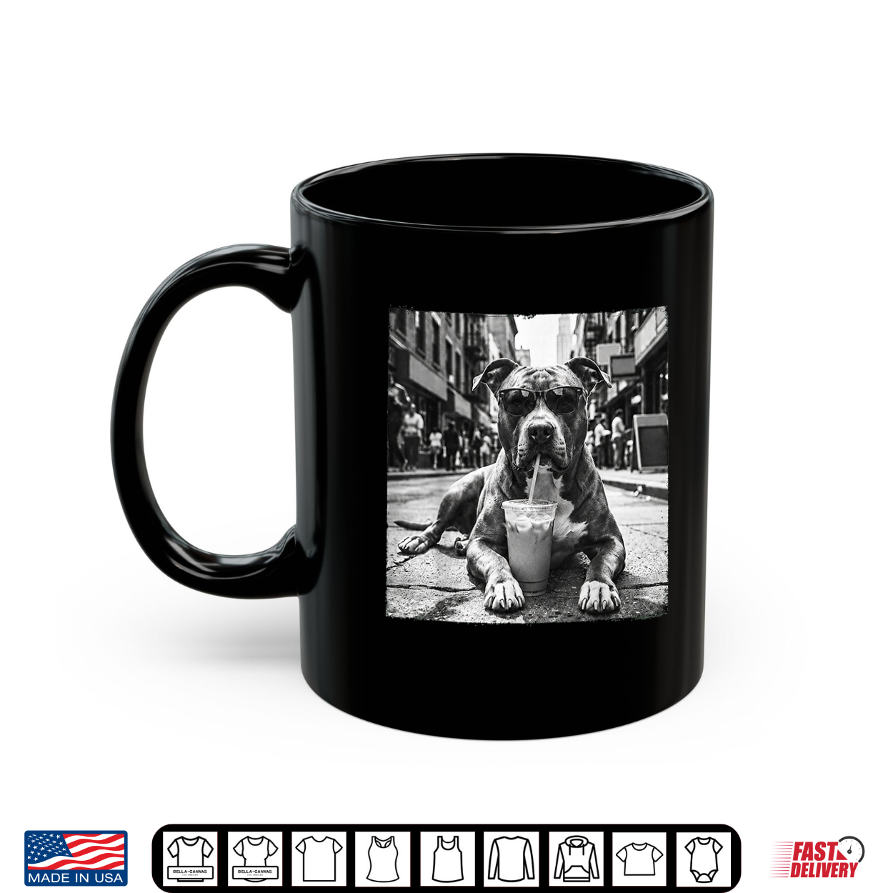 Pit Bull Drinking Iced Coffee Cool Dog Street Art Shirt Pit Bull Drinking Iced Coffee Cool Dog Street Art Shirt