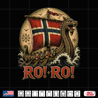 Design RO RO Viking Longship Norway Flag Norge Norse Warrior Shirt