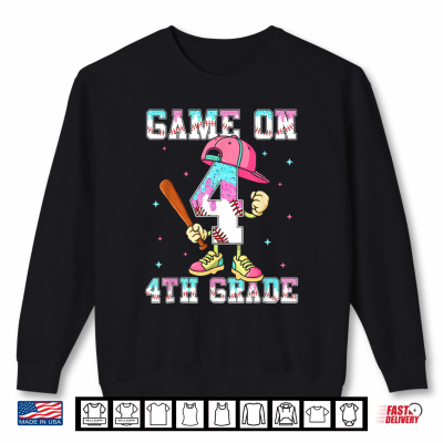 Sweatshirt 4th Grade Back to School Baseball Drip Ice Cream Game On Shirt