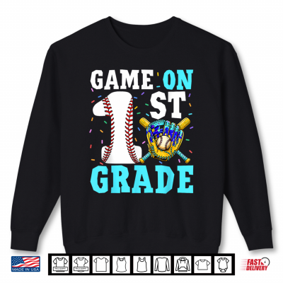 Sweatshirt Back to School First 1st Grade Baseball Drip Ice Cream Shirt
