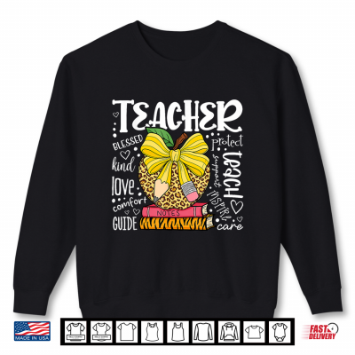 Sweatshirt Back to School First Day Leopard Apple Teacher Shirt