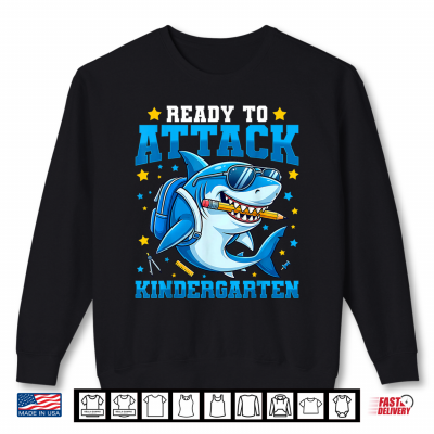 Sweatshirt Back to School First Day Ready to Kindergarten Shark Shirt
