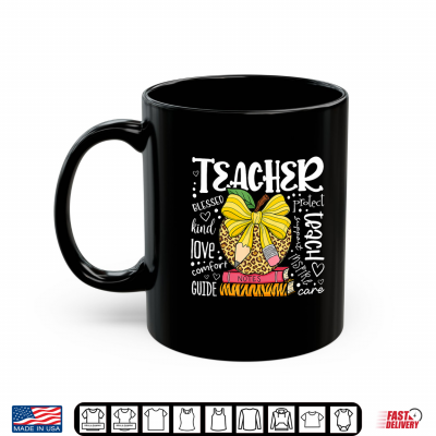 Mug Back to School First Day Leopard Apple Teacher Shirt
