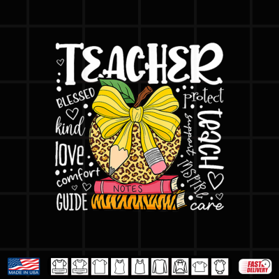 Design Back to School First Day Leopard Apple Teacher Shirt