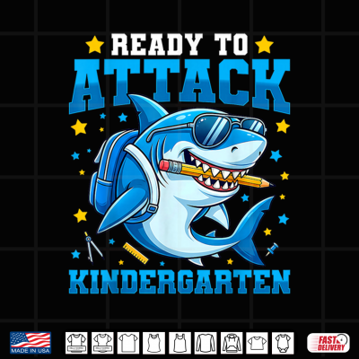 Design Back to School First Day Ready to Kindergarten Shark Shirt