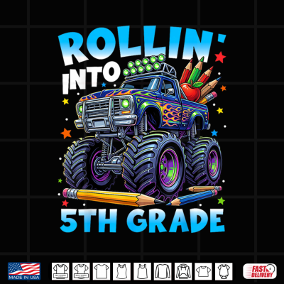 Design Back to School First Day Truck Rollin Into 5th Grade Shirt