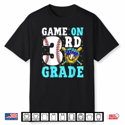 Back To School Third 3Rd Grade Baseball Drip Ice Cream Shirt