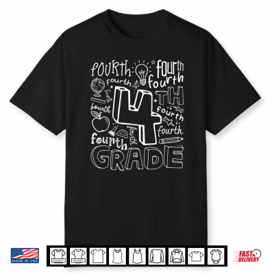 Back To School Typography Fourth 4Th Grade Team Teacher Kid Shirt
