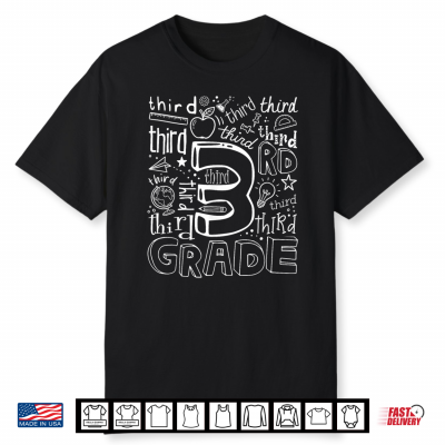 Back To School Typography Third 3Rd Grade Team Teacher Kid Shirt