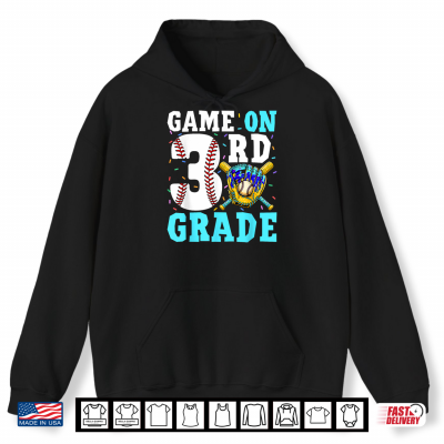 Hoodie Back to School Third 3rd Grade Baseball Drip Ice Cream Shirt