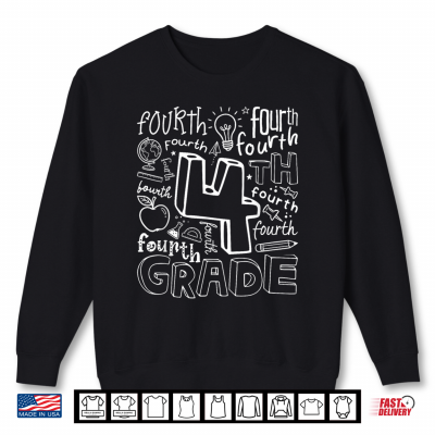 Sweatshirt Back to School Typography Fourth 4th Grade Team Teacher Kid Shirt