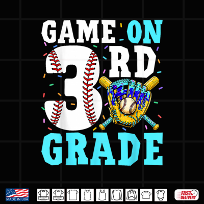 Design Back to School Third 3rd Grade Baseball Drip Ice Cream Shirt