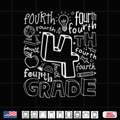 Design Back to School Typography Fourth 4th Grade Team Teacher Kid Shirt