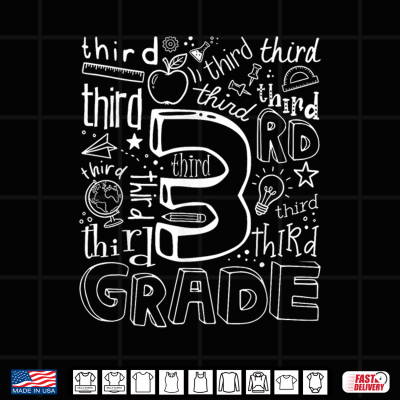 Design Back to School Typography Third 3rd Grade Team Teacher Kid Shirt