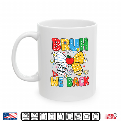 Mug Bruh We Back Fifth Grade Coquette Bow Pencil Back to School Shirt