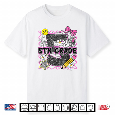 Cute 5Th Grade Bow Back To School Fifth Grade Teacher Shirt