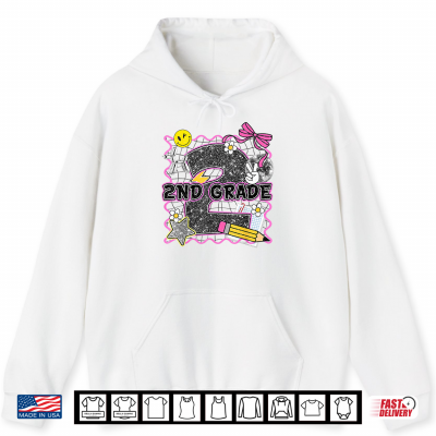 Hoodie Cute 2nd Grade Bow Back to School Second Grade Teacher Shirt