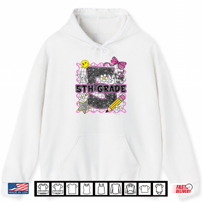 Hoodie Cute 5th Grade Bow Back to School Fifth Grade Teacher Shirt