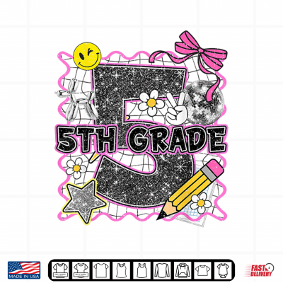 Design Cute 5th Grade Bow Back to School Fifth Grade Teacher Shirt