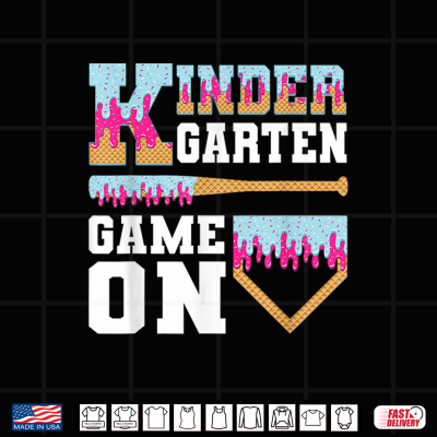 Design Kindergarten Back to School Baseball Drip Ice Cream Game On Shirt