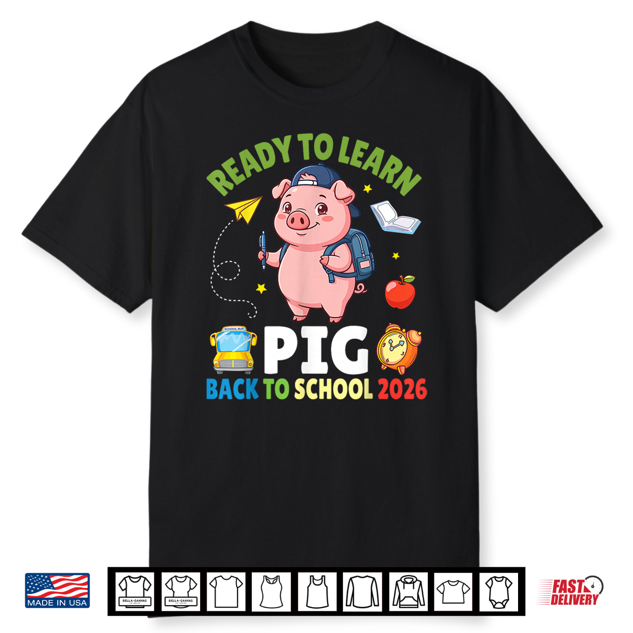 Ready To Learn Pig Back To School 2026 Student Kid Shirt Ready To Learn Pig Back To School 2026 Student Kid Shirt