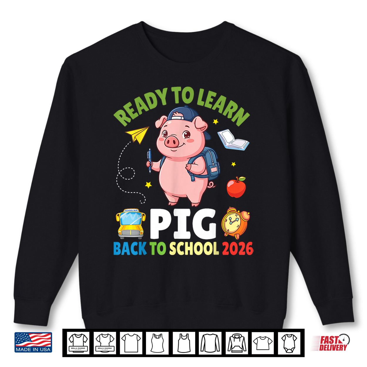 Ready To Learn Pig Back To School 2026 Student Kid Shirt Ready To Learn Pig Back To School 2026 Student Kid Shirt