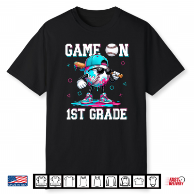 1St Grade Back To School Baseball Drip Ice Cream Game On Shirt
