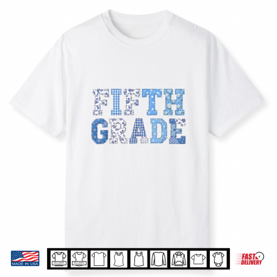 5Th Fifth Grade Teacher Blue Patchwork Back To School Shirt
