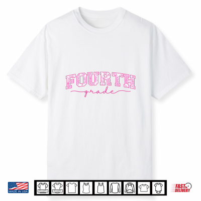 Back To School 4Th Fourth Grade Toile Pink Floral Teacher Shirt