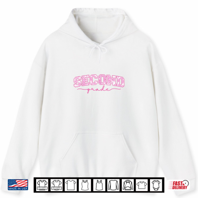 Hoodie Back to School 2nd Second Grade Toile Pink Floral Teacher Shirt