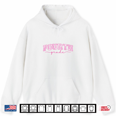 Hoodie Back to School 4th Fourth Grade Toile Pink Floral Teacher Shirt