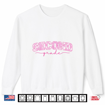 Sweatshirt Back to School 2nd Second Grade Toile Pink Floral Teacher Shirt