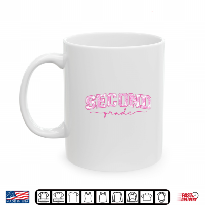 Mug Back to School 2nd Second Grade Toile Pink Floral Teacher Shirt