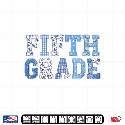 Design 5th Fifth Grade Teacher Blue Patchwork Back to School Shirt