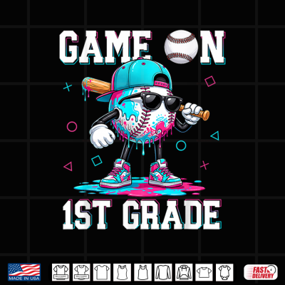 Design 1st Grade Back to School Baseball Drip Ice Cream Game On Shirt