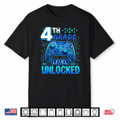 Back To School 4Th Grade First Day Level Unlocked Gamer Shirt