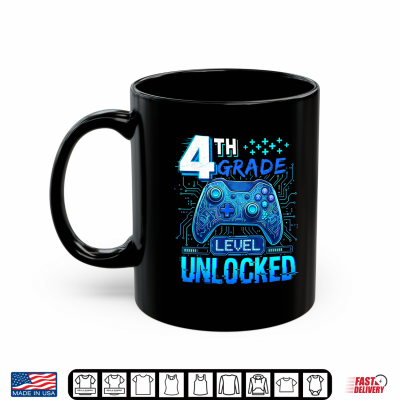 Mug Back to School 4th Grade First Day Level Unlocked Gamer Shirt