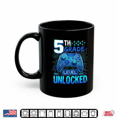 Mug Back to School 5th Grade First Day Level Unlocked Gamer Shirt