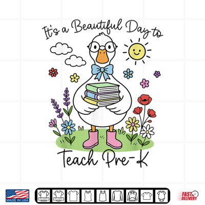 Design Back to School First Day Goose Pre K Preschool Teacher Shirt