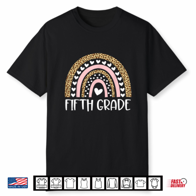 Fifth Grade Boho Rainbow Leopard Back To School Teacher Shirt