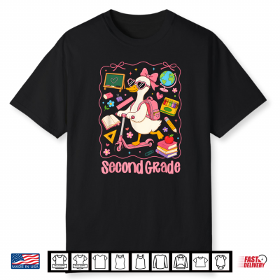 Preppy 2Nd Grade Back To School Cute Goose Teacher Shirt