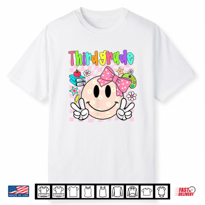 Preppy 3Rd Grade Back To School Cute Smile Face Teacher Shirt